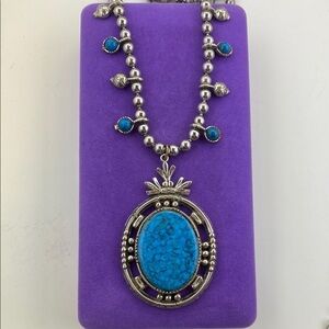 💛 Vintage Arthur Pepper Silver & Turquoise Pendant Necklace
